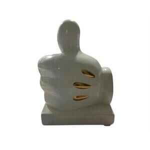 Disney White Ceramic Thumbs Up Figurine with Gold Accents